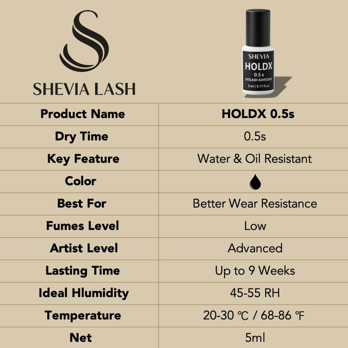 HOLDX™ 0.5s Waterproof & Oil-Resistant Lash Adhesive
