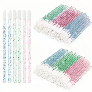 Crystal Handles Lip Glossy Wands Lash Removal Brush 50 PCS